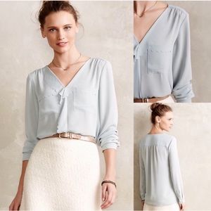 HD in Paris Light Blue Scallop-Hem Blouse